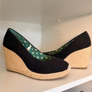 Black Wedge Espadrille Shoes